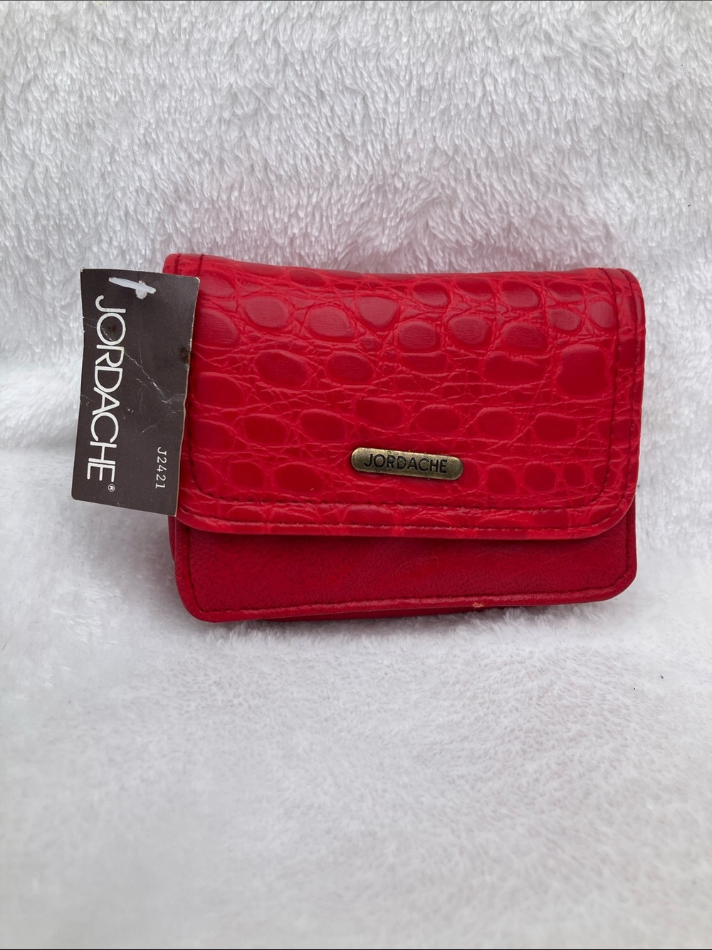 Jordache Red Croc-Embossed Compact Wallet